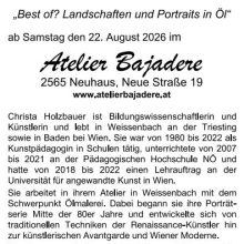 Ausstellung Christa Holzbauer, Villa Bajadere, 22.8.-12.9.2026