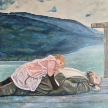 Gustav Klimt und Trude auf dem Bootssteg der Villa Paulick in Seewalchen am Attersee