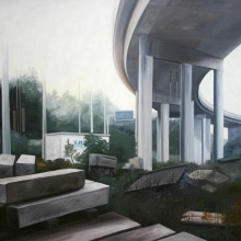 Unter der Brücke  II, 2008, Öl/Lw, 120 x 150 cm