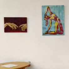 Acryl-Kohle Hände + Akt