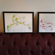 Bleistift-Aquarell Akte 